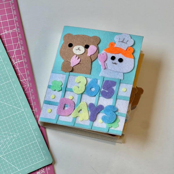 Kawaii Bear Couple Cooking Album – Handmade Felt Memory Book, Cute Gift for Boyfriend Girlfriend