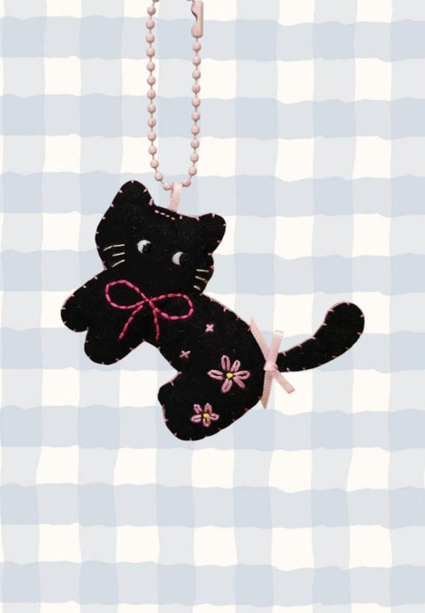 Felt Cat Keychain: Handmade Pastel Animal Key Ring
