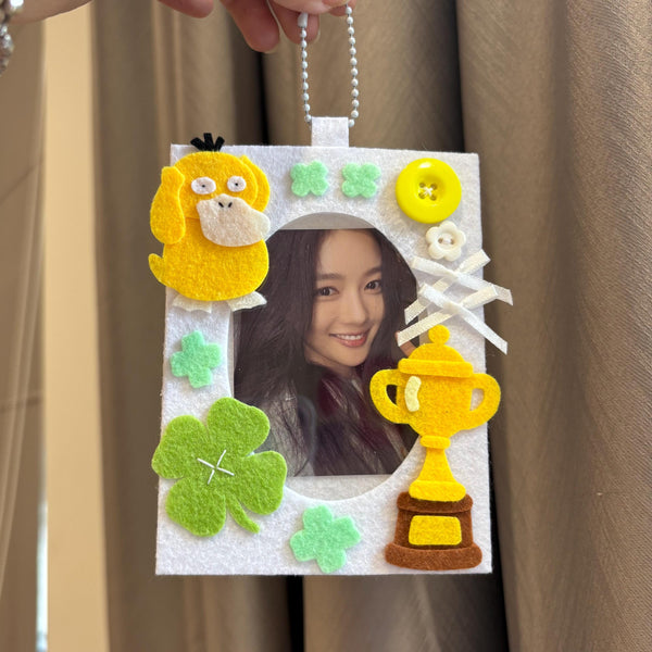 Handmade Felt Psyduck Keychain: Lucky Charm Card Holder