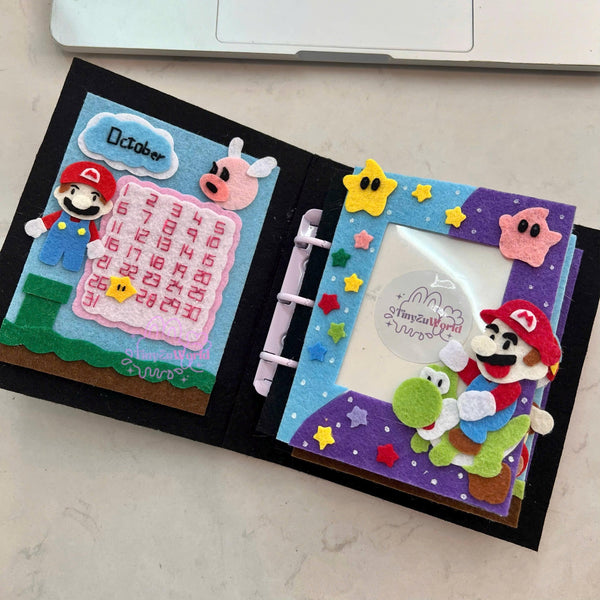 Handmade Felt Photo Album: Mario Birthday Scrapbook, Kawaii Gift