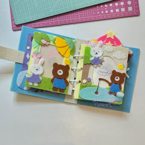 Handmade Felt Photo Album – Cute Bear & Bunny Couple Picnic Theme | Cute Gift Idea