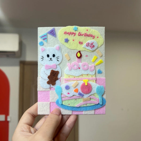 Handmade Felt Birthday Card – Personalized with Name & Date