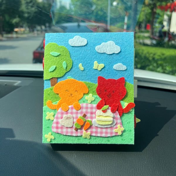 Handmade Kawaii Couple Photo Album: Felt Memory Book, Puppy & Kitten