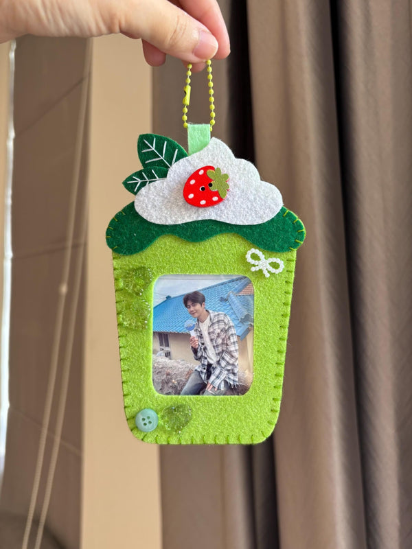 Matcha Latte Theme – Handmade Felt Photo Frame Keychain